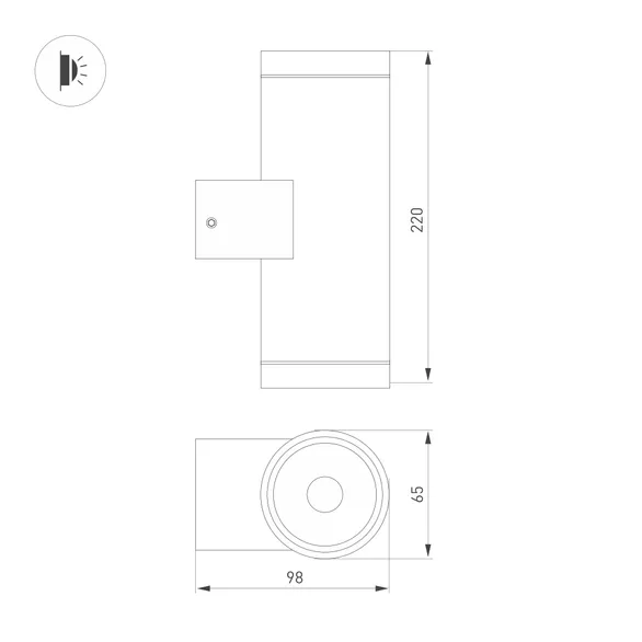 Светильник LGD-RAY-WALL-TWIN-R65-2x12W Warm3000 (GR, 6 deg, 230V) (Arlight, IP65 Металл, 3 года)