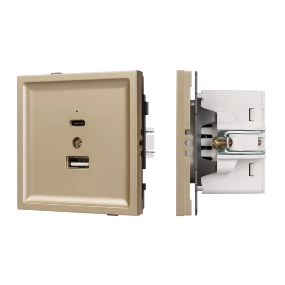 Механизм USB розетки SCT-TENDO-MUAC-SFPL-GD (5V, 3A, QC3) (Arlight, -)