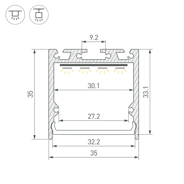 Профиль SL-LINE-3535-2000 ANOD (BY) (Arlight, Алюминий)
