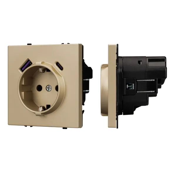 Механизм розетки с USB зарядкой SCT-NOBE-MUAC-SFPL-GD (230V, 16A) (Arlight, -)