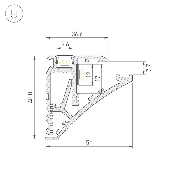 Профиль SHELF-600-2000 ANOD (Arlight, Алюминий)