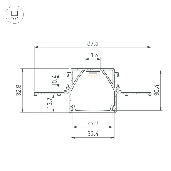 Профиль LINIA32-FANTOM-MID-2000 ANOD (Arlight, Алюминий)