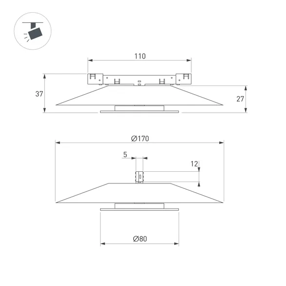 Светильник MAG-MICROCOSM-VINYL-R170-7W Warm3000 (BK, 150 deg, 24V) (Arlight, IP20 Металл, 5 лет)
