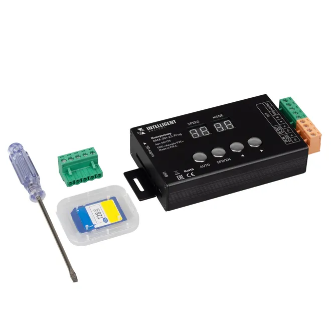 INTELLIGENT ARLIGHT Контроллер DMX-301-23-Prog (5-24V, 10A, SPI 3072 кан., Накладной) (IARL, IP20 Металл, 2 года)