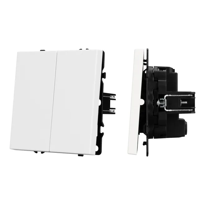 ARL NOBE Выключатель перекрёстный 2 кл софт-тач белый кварц SWT-MKX2-SFPL-WH (250V, 10A) (Arlight, -)
