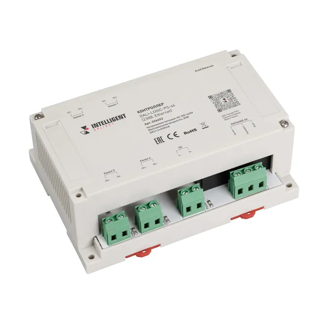 INTELLIGENT ARLIGHT Контроллер DALI-LOGIC-PS-x4 (230B, Ethernet) (IARL, IP20 Пластик, 2 года)