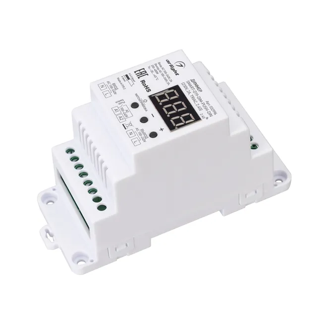Диммер SMART-D19-DIM-PUSH-DIN (230V, 2A, TRIAC, 2.4G) (Arlight, IP20 Пластик, 5 лет)