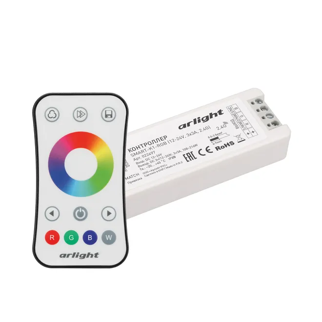 Контроллер SMART-RGB-SET-RING (12-24V, 3x3A, ПДУ 2.4G) (Arlight, IP20 Пластик, 5 лет)