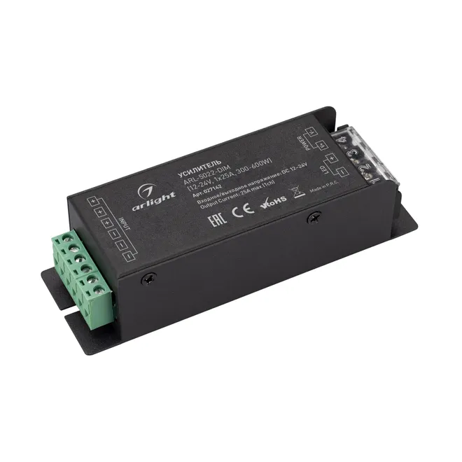 Усилитель ARL-5022-DIM (12-24V, 1x25A, 300-600W) (Arlight, IP20 Металл, 3 года)