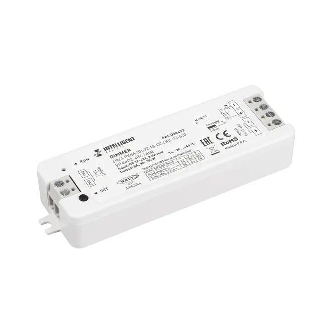 INTELLIGENT ARLIGHT Диммер DALI-PWM-101-72-1G-D2-DRI-PS-SUF White (12-48V, 1x8A) (IARL, IP20 Пластик, 5 лет)
