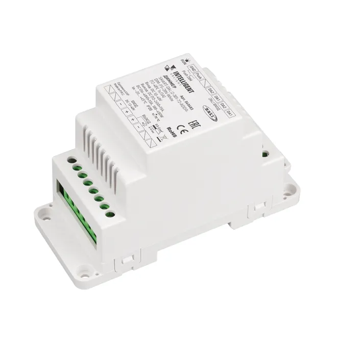 INTELLIGENT ARLIGHT Диммер SMART-DALI2-301-72-ADDR-DIM-PS-DIN-White (12-48V, 1x15A) (IARL, IP20 Пластик, 5 лет)