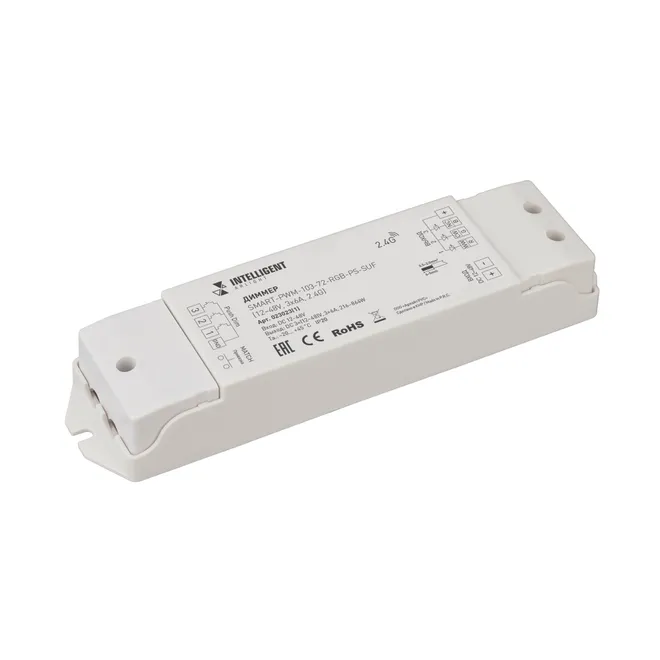 INTELLIGENT ARLIGHT Диммер SMART-PWM-103-72-RGB-PS-SUF Grey (12-48V, 3x6A, 2.4G) (IARL, IP20 Пластик, 5 лет)