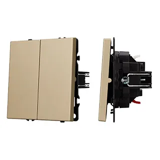 Механизм выключателя двухклавишный перекрёстный SWT-NOBE-MKX2-SFPL-GD (230V, 10A) (Arlight, Золотой песок)