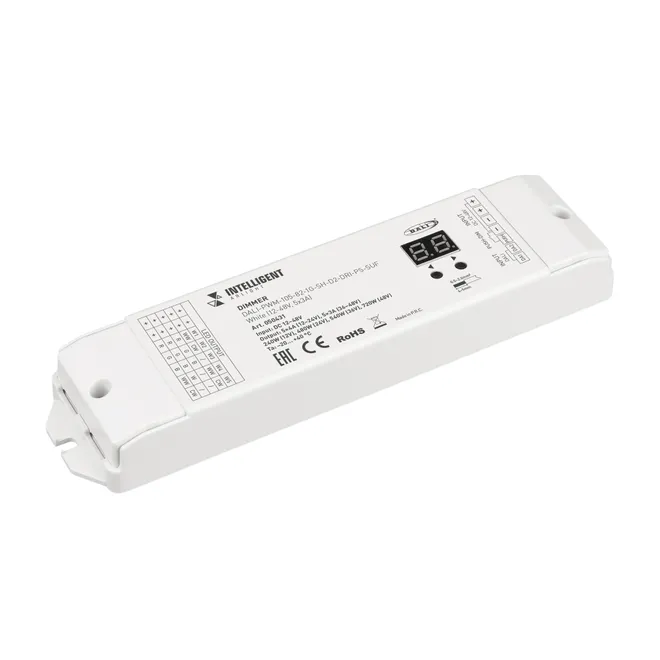 INTELLIGENT ARLIGHT Диммер DALI-PWM-105-82-1G-SH-D2-DRI-PS-SUF White (12-48V, 5x3A) (IARL, IP20 Пластик, 5 лет)
