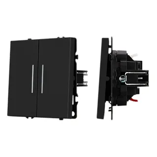 Механизм звонкового выключателя двухклавишный LED SWT-NOBE-MKR2-SFPL-L-BK (230V, 10A) (Arlight, Черный оникс)