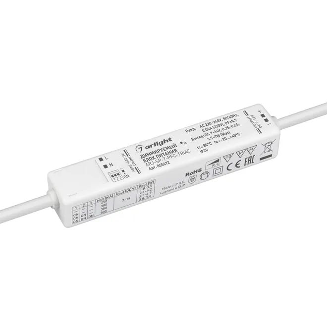 Блок питания ARJ-SP-7-PFC-TRIAC (7W, 7-14V, 0.25-0.5A) (Arlight, IP20 Пластик, 5 лет)
