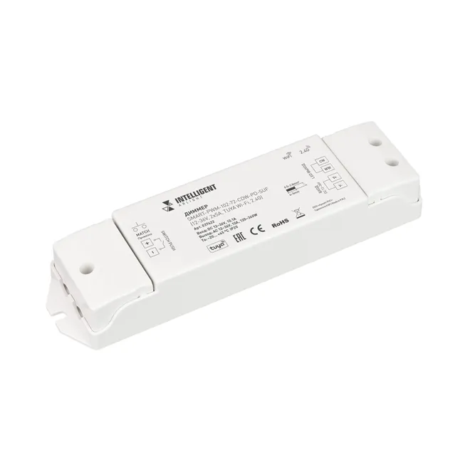 INTELLIGENT ARLIGHT Диммер SMART-PWM-102-72-CDW-PD-SUF (12-36V, 2x5A, TUYA Wi-Fi, 2.4G) (IARL, Контроллер)