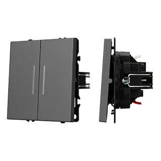 Механизм звонкового выключателя двухклавишный LED SWT-NOBE-MKR2-SFPL-L-GR (230V, 10A) (Arlight, Серый базальт)