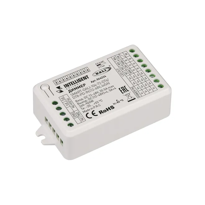 INTELLIGENT ARLIGHT Диммер SMART-DALI-104-72-DT6/DT8-PD-IN (12-48V, 4x5A) (IARL, Контроллер)