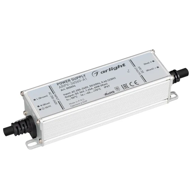 Блок питания ARPV-36060-A1 (36V, 1.66A, 60W) (Arlight, IP67 Металл, 3 года)