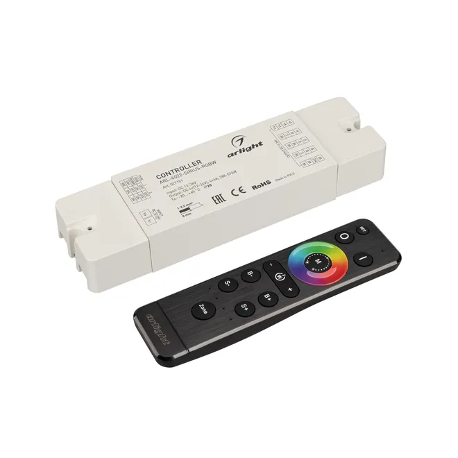 Диммер ARL-SET-PWM-104-72-RGBW-SH-IN, комплект (12-24V, 4x6A, 2.4G) (Arlight, IP20 Пластик, 3 года)