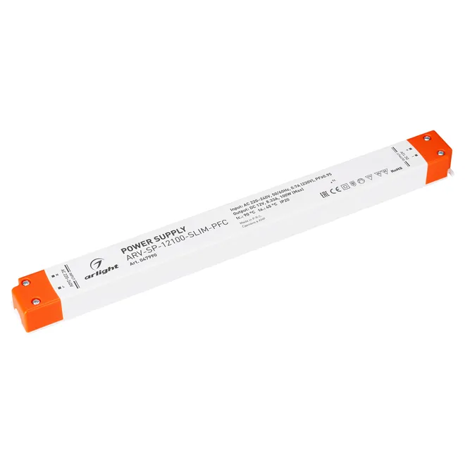 Блок питания ARV-SP-12100-SLIM-PFC (12V, 8.33A, 100W) (Arlight, IP20 Пластик, 5 лет)