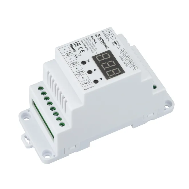 INTELLIGENT ARLIGHT Диммер SMART-DALI-104-62-ADDR-RGBW-DT6/DT8-PD-DIN White (12-48V, 4x5А)  (IARL, IP20 Пластик, 5 лет)