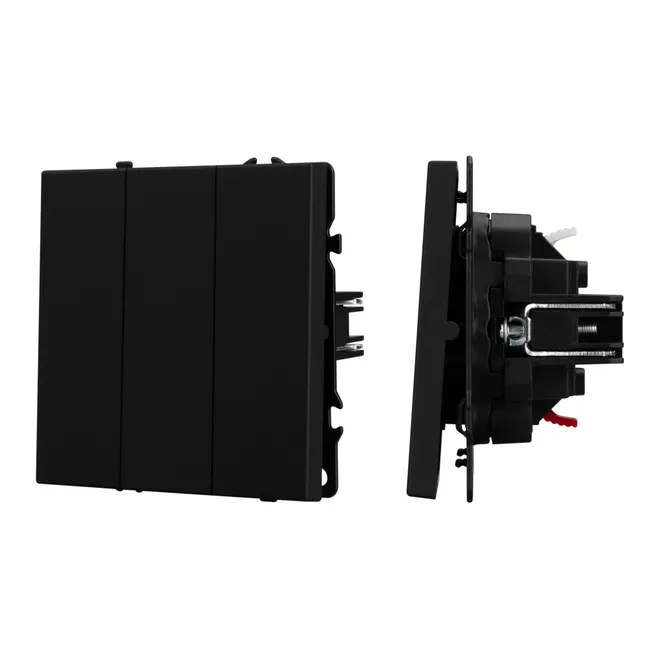 Механизм выключателя трехклавишный непроходной SWT-NOBE-MK03-SFPL-BK (230V, 10A) (Arlight, Черный оникс)