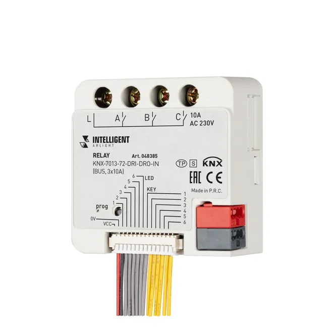 INTELLIGENT ARLIGHT Релейный модуль KNX-7013-72-DRI-DRO-IN (BUS, 3x10A) (IARL, IP20 Пластик, 2 года)