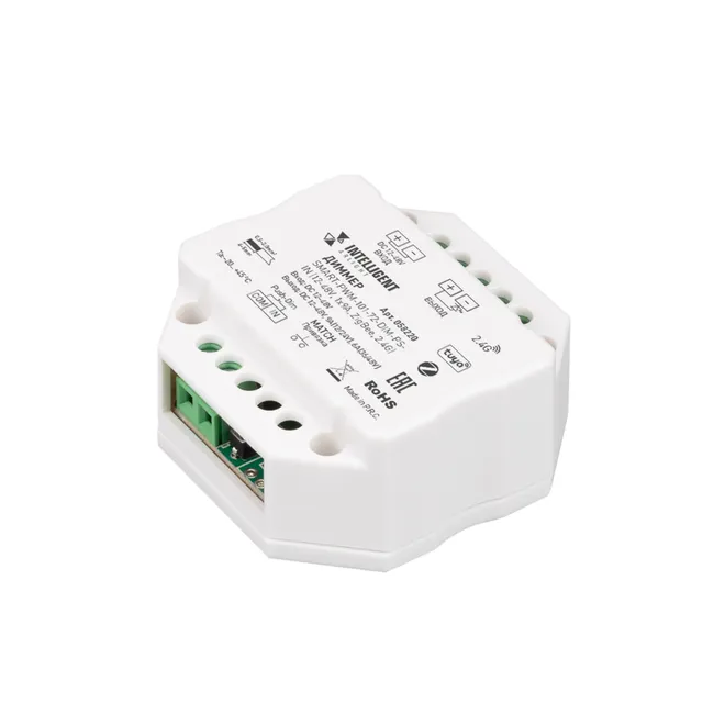 INTELLIGENT ARLIGHT Диммер SMART-PWM-101-72-DIM-PD-IN (12-48V, 1x9A, ZigBee, 2.4G) (IARL, IP20 Пластик, 5 лет)