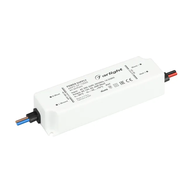 Блок питания ARPV-SP-12060 (12V, 5A, 60W) (Arlight, IP67 Пластик, 5 лет)