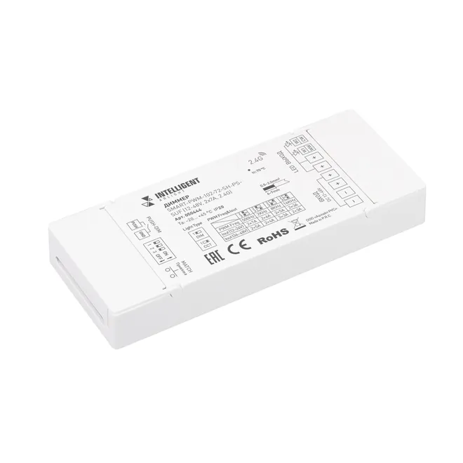 INTELLIGENT ARLIGHT Диммер SMART-PWM-102-72-SH-PS-SUF (12-48V, 2x7A, 2.4G) (IARL, Контроллер)