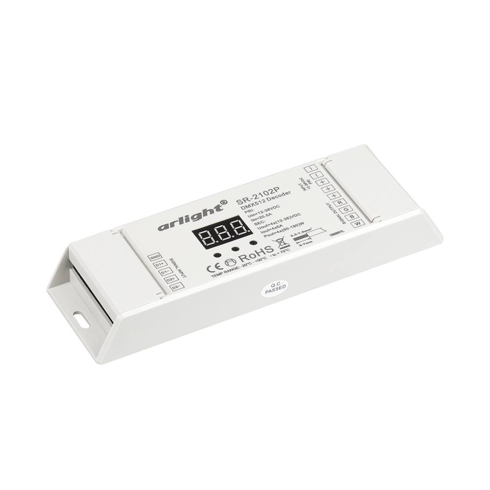 Декодер DMX SR-2102P (12-36V, 240-720W, 4CH) (Arlight, IP20 Пластик, 3 года) 019465