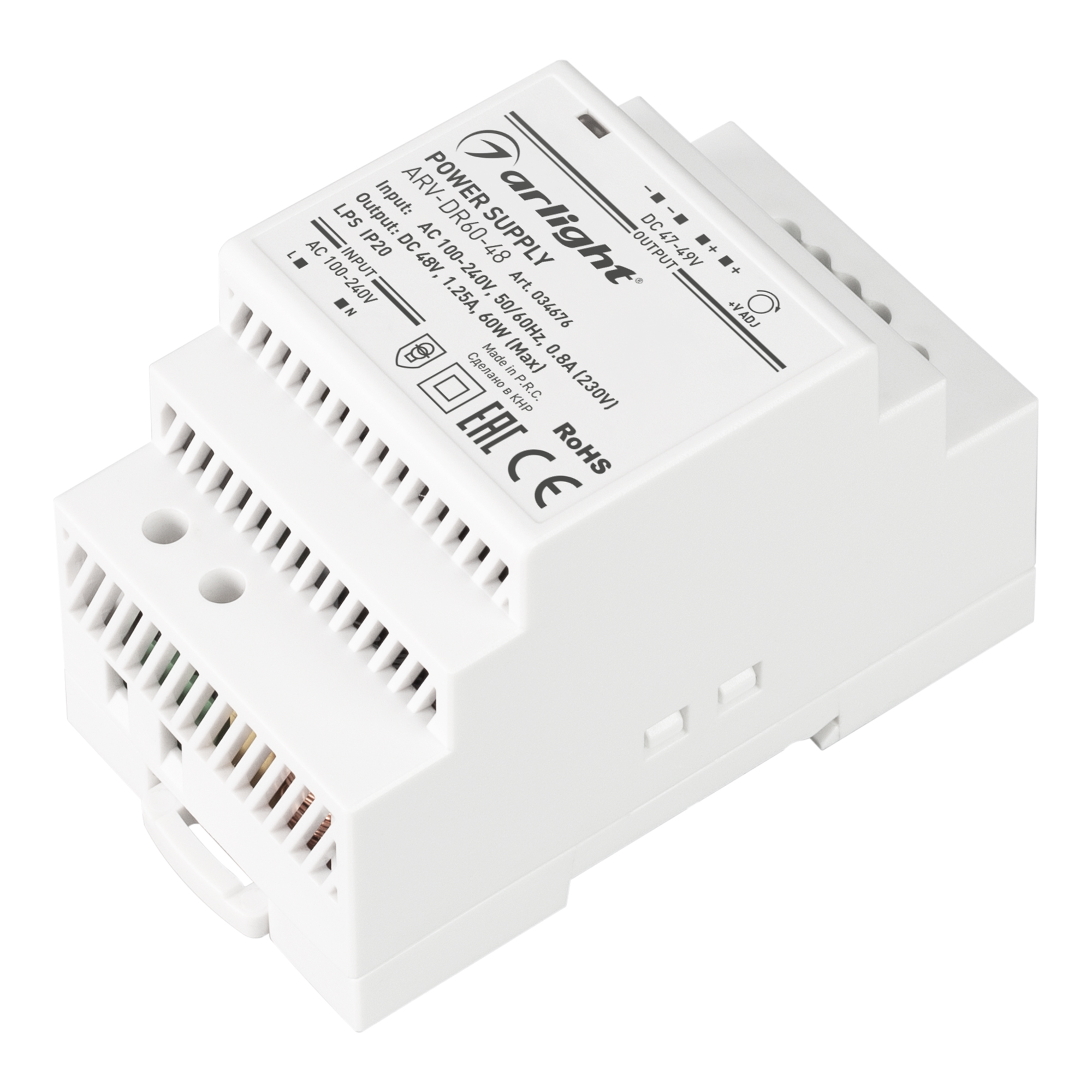 Блок питания ARV-DR60-48 (48V, 1.25A, 60W) (Arlight, IP20 DIN