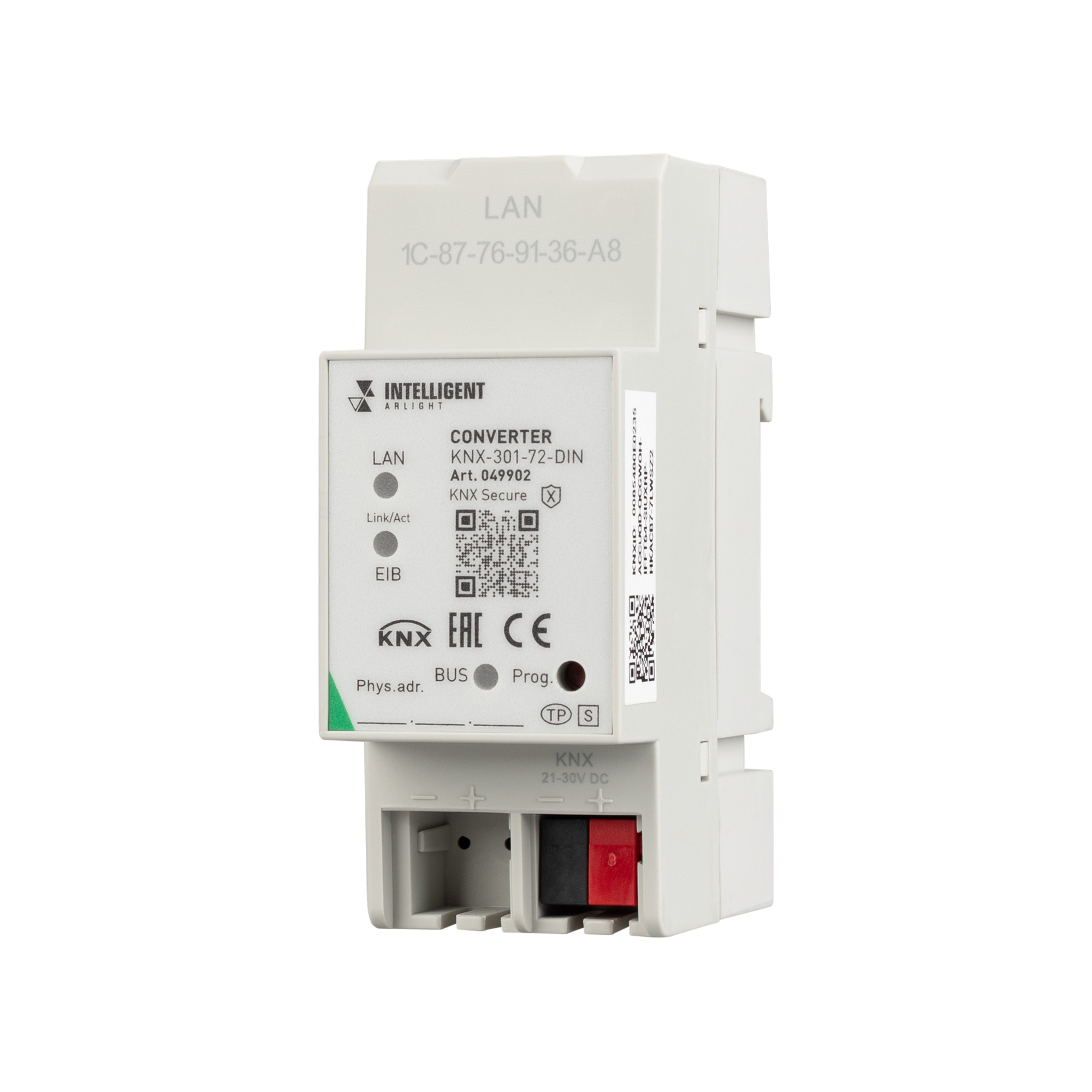 INTELLIGENT ARLIGHT Конвертер KNX-301-72-DIN Grey (BUS, RJ-45, KNX-IP) (IARL, IP20 Пластик, 2 года) 049902